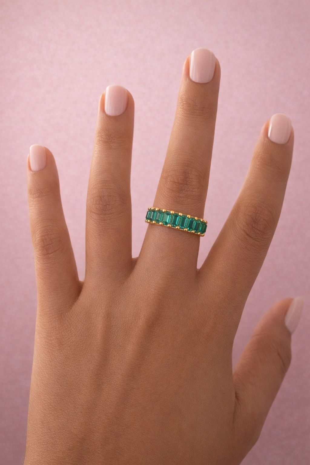 Dalila Ring - Adjustable ring with green zirconium - Gold-plated stainless steel - Everyday elegance