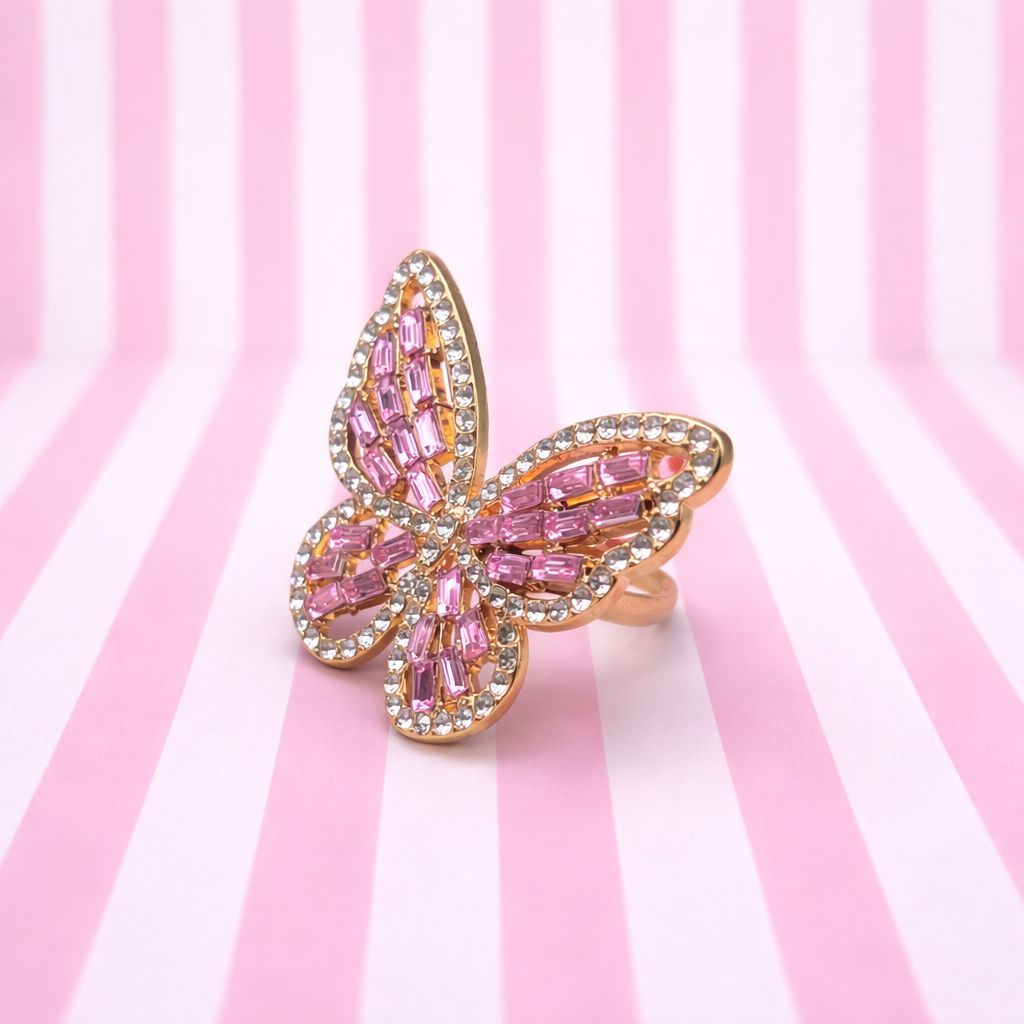 Luna-Ring – Verstellbarer Schmetterlingsring – Künstliche Edelsteine – Trendiges Design