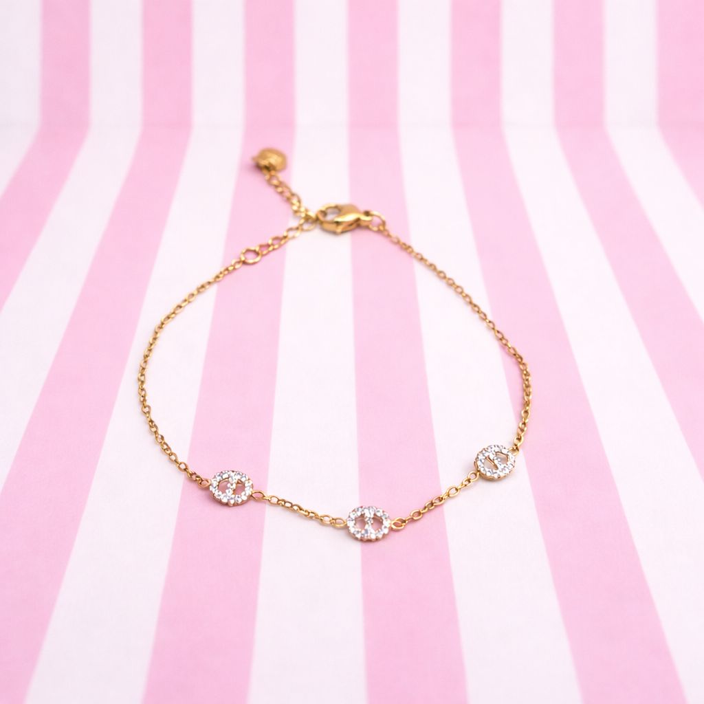Liv Bracelet - Adjustable stainless steel nautical knot bracelet with cubic zirconia