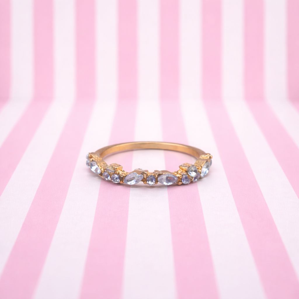 Marie Ring - Timeless elegance gold-plated ring with cubic zirconia - Size 57