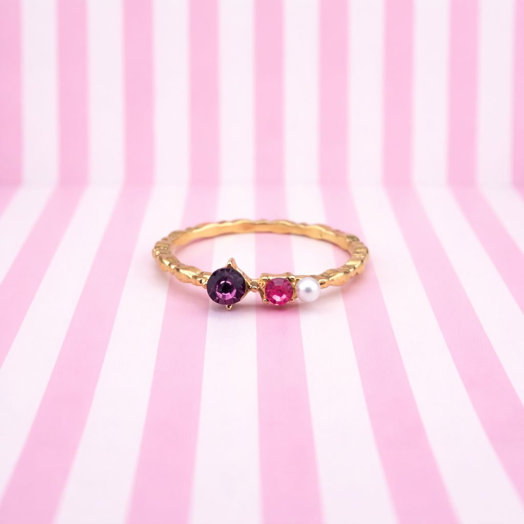 Pascale Ring - Gold-plated ring with cubic zirconia and decorative pearls - Size 55